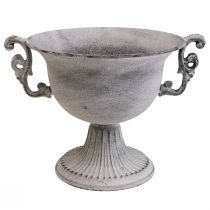 Koristekulho valkoinen pesty koristekuppi metallia Ø20cm K17,5cm