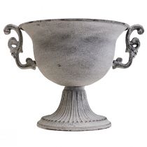 Koristekulho valkoinen pesty koristekuppi metallia Ø20cm K17,5cm