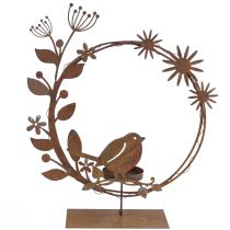 Bird deco -kukkakynttilän pidike ruosteinen look 24×27×6cm