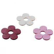 kohteita Scatter-koristelu puiset kukat pöytäkoristeet pinkki purppura valkoinen Ø4cm 72 kpl