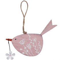 Koristeellinen lintu kevät koristeena riippuva koriste puu pinkki 15×8,5cm