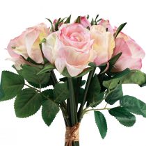 Keinotekoiset ruusut Pink Cream Keinotekoiset ruusut koriste 29cm 12kpl