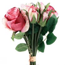 kohteita Keinotekoiset ruusut Vaaleanpunaiset Keinoruusut Koristekimppu 29cm 12kpl