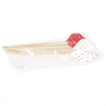 kohteita Sydämet punavalkoiset pilkulliset kukkatulpat puiset 6×5cm 18 kpl