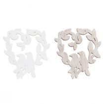 kohteita Scatter-koristelu lintu puu sydän pöytäkoriste luonnollinen 3,5/1,5cm 72 kpl