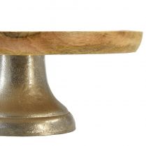 kohteita Koristeellinen lautanen puinen metallijalusta luonnonhopea Ø25cm