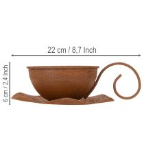 kohteita Vintage ruosteenvärinen ruukku ja lautanen, Ø17,5 cm, korkeus 6 cm