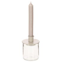 kohteita Metallinen kynttilänjalka matta beigenä, pieni kynttilänjalka kartiokynttilöille, 8 cm, 3 kpl