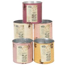 kohteita Koristeellinen peltirasia, shabby chic -tyyliä, metallia, Ø11cm, korkeus 10.5cm, eri värejä