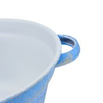 Koristeellinen kulhokasvi sininen metalli deco shabby Ø17cm K8,5cm