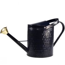 kohteita Koristeellinen kastelukannu, vintage-sinistä ja kultaista ruudullista metallia, retrotyylinen sisäkäyttöön, puutarhaan tai parvekkeelle, 65 cm