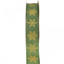 kohteita Nauha joulu lumihiutale vihreä, keltainen 25mm 15m