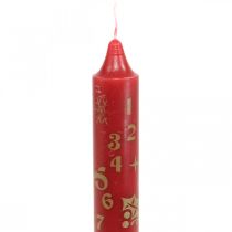 Adventtikalenteri kynttilä punainen joulukynttilöitä H25cm 2kpl