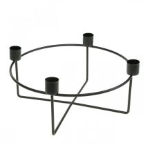 Kynttilänjalka 4 kynttilän mustaa metallia H11cm Ø24,5cm
