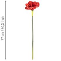 kohteita Keinotekoinen amarylliskukka, punainen, pitkävartinen, maljakkoon ja asetelmaan, 77 cm