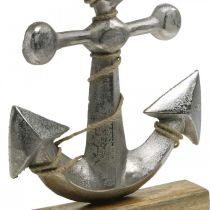 Ankkuri metallia, merikoristeita, merimerikoristeita hopeaa, luonnonvärit H32cm