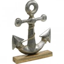 Ankkuri metallia, merikoristeita, merimerikoristeita hopeaa, luonnonvärit H32cm
