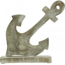 kohteita Ankkuri puusta, koristeankkuri, shabby chic, valkoinen, luonnonmukainen, 22 cm