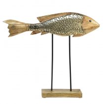 Puinen kala metallikoristeella kalakoriste 35x7x29,5cm