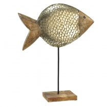 kohteita Puu metalli koriste kala merimessinki 33x11,5x37cm