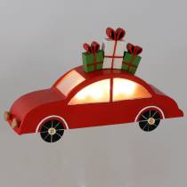 Jouluauto LED-punaisella metallilla 25cm H14,5cm akulle.