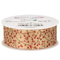 kohteita Koristeelliset nauhan oksat punaisilla kimallemarjoilla, 40 mm x 15 m