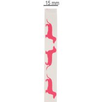 kohteita Koristeellinen nauha mäyräkoira-aiheella, lahjanauha, 15 mm leveä, 18 m pitkä