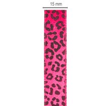 kohteita Koristeellinen nauha leopardikuviolla, pinkki, 15 mm x 18 m