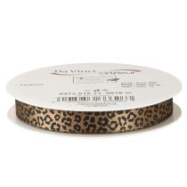 kohteita Leopardikuvioinen silkkinauha, ruskea/musta, 15 mm, 18 m