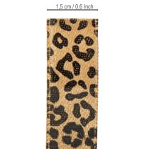 kohteita Leopardikuvioinen silkkinauha, ruskea/musta, 15 mm, 18 m