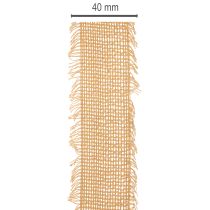 kohteita Koristeellinen puuvillanauha, rustiikkityylinen, hapsuilla, 40 mm, 30 m