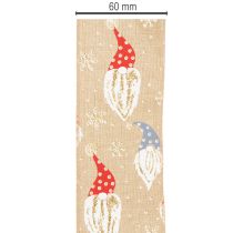 kohteita Koristeellinen nauha, jossa joulutonttuja juuttinauhassa, talviaihe, 60 mm x 10 m