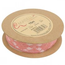 kohteita Pitsinauha vanha pinkki, koristenauha, vintage koriste, koristenauha, hääkoristelu W25mm L15m