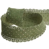 kohteita Lahjanauha Vihreä nauhapisteitä ja pitsiä 38mm 10mm