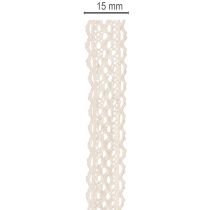 kohteita Puuvillainen pitsinauha koristeluun ja askarteluun, 15 mm leveä, 10 m pitkä