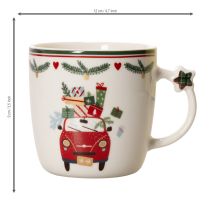 kohteita Keraaminen muki jouluaiheella, autolla ja lahjoilla, 9 cm