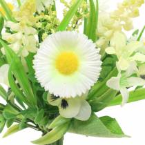 Kevään kukkakimppu, jossa on ristikko ja hyasintti keinotekoinen valkoinen, keltainen 25cm