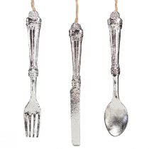 kohteita Aterimet ripustamiseen metalli look hopea 14cm 12 kpl