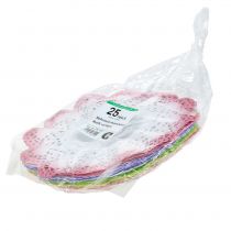 kohteita Biedermeier-tyyliset batiikkipaperikalvosimet, Ø17 cm, 25 kpl, eri värejä, kukka-asetelmiin