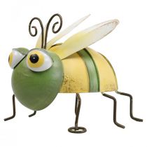 Puutarhahahmo mehiläinen, koristefiguuri metallihyönteinen H9,5cm vihreä keltainen