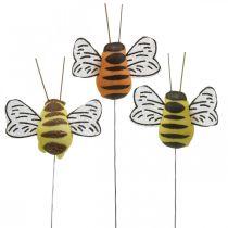 Mehiläinen lanka, kukkatulpat, deko-mehiläiset, kevätoranssi, keltainen W4,5cm 24kpl