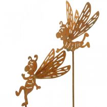 Kukkatulppa mehiläinen, ruostekoriste, koristetulppa patina L31/32cm 6kpl