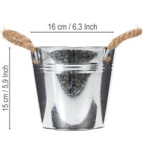 kohteita Kiiltävä metalliämpäri köysikahvoilla, Ø16cm
