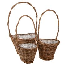 kohteita Kukkakori Willow Basket Handle Natural 29/23/21cm Set 3 kpl