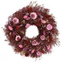 kohteita Kukkaseppele, kuivakukkaseppele, viininpunainen, pinkki, Ø25cm