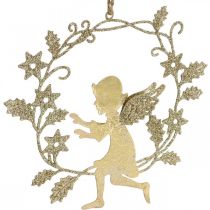 kohteita Enkeli seppele, joulukoriste, roikkuva enkeli, metalliriipus kultainen H14cm W15.5