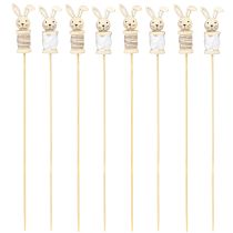 kohteita Flower Stick Rabbit Wood Natural, Ruskea, Valkoinen L32cm 8 kpl