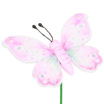 kohteita Kukkatulppa perhonen pinkki vihreä oranssi 8x5,5cm 16 kpl