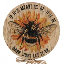 Kukkatulppa puinen mehiläiskoristetulppa tekstillä 7x27,5cm 12 kpl