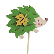 kohteita Kukkapuikko Puinen Hedgehog Koriste Ruskea Vihreä 8×6cm 12 kpl